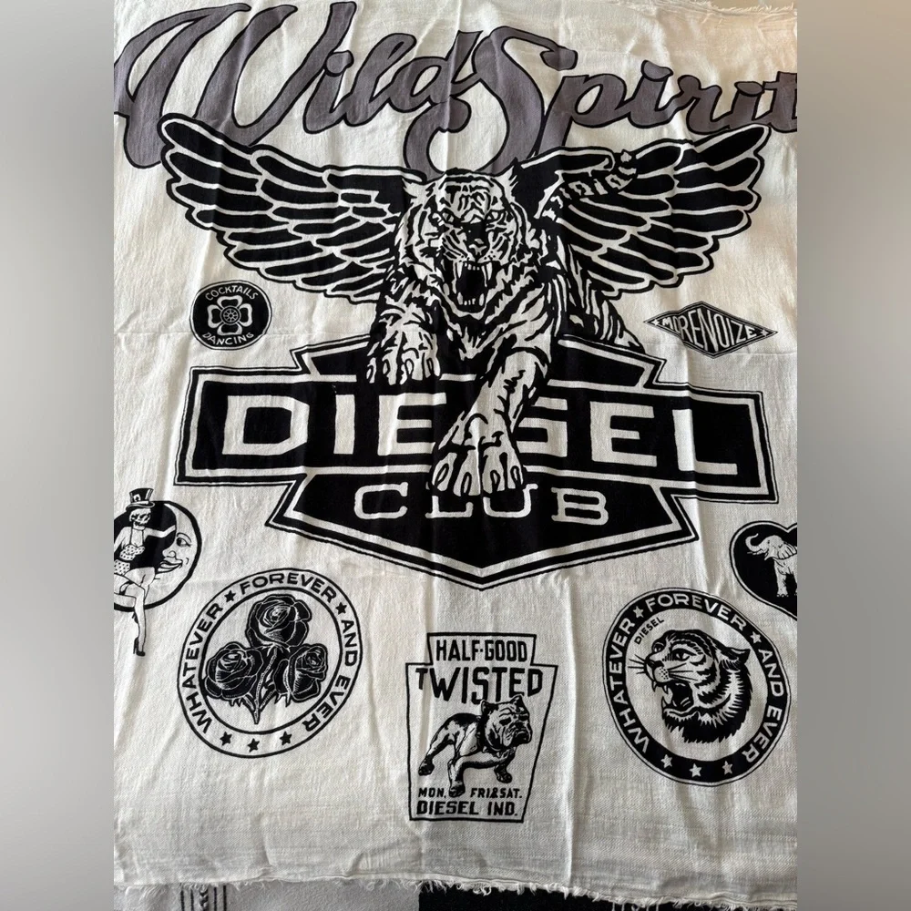 Diesel Black and White Graphic Scarf